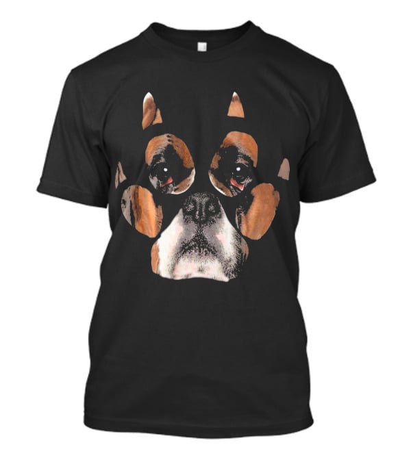Boxer Dog Face Inside Paw Prints T-Shirt