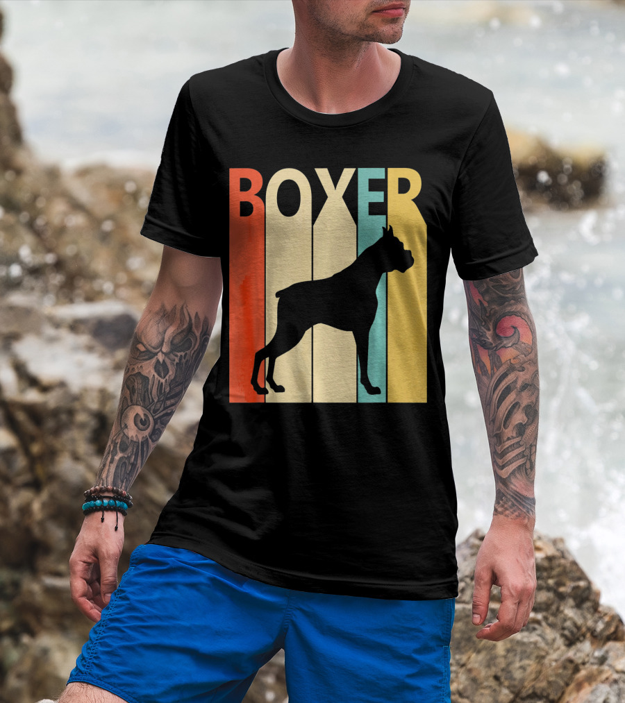 Boxer Retro Style Silhouette For Dog Dad Or T-Shirt
