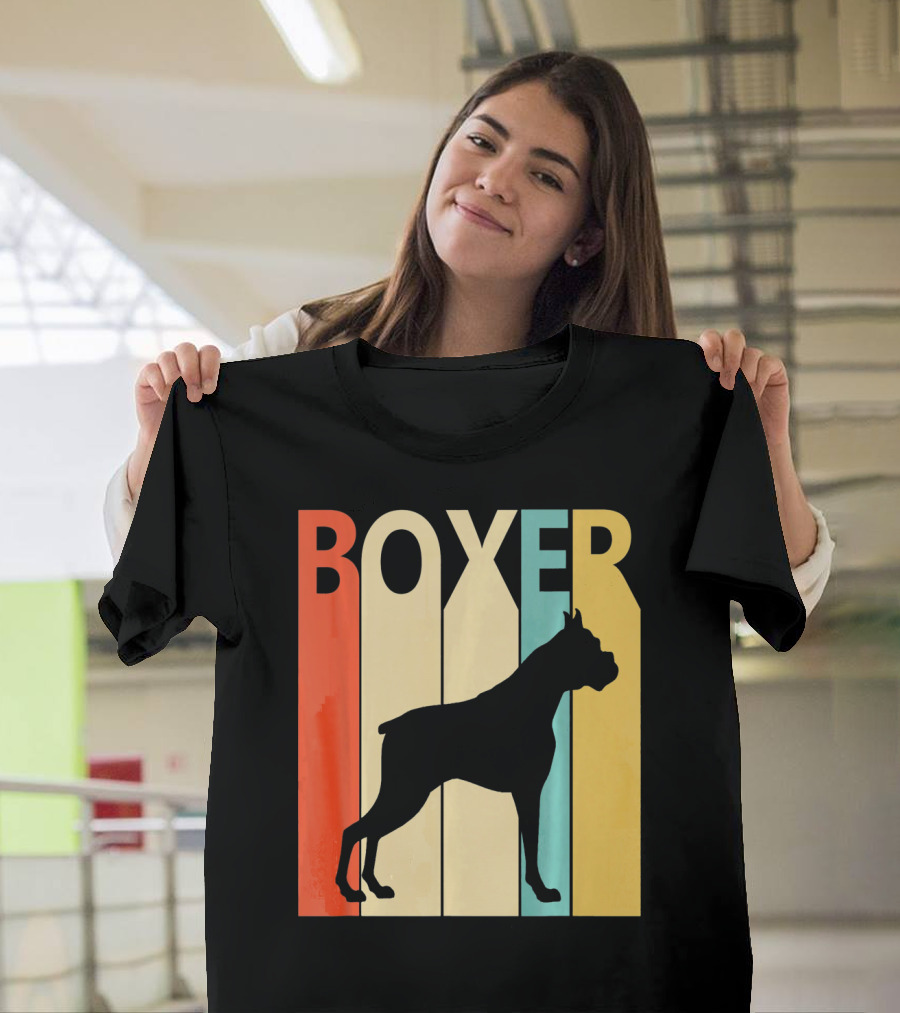 Boxer Retro Style Silhouette For Dog Dad Or T-Shirt