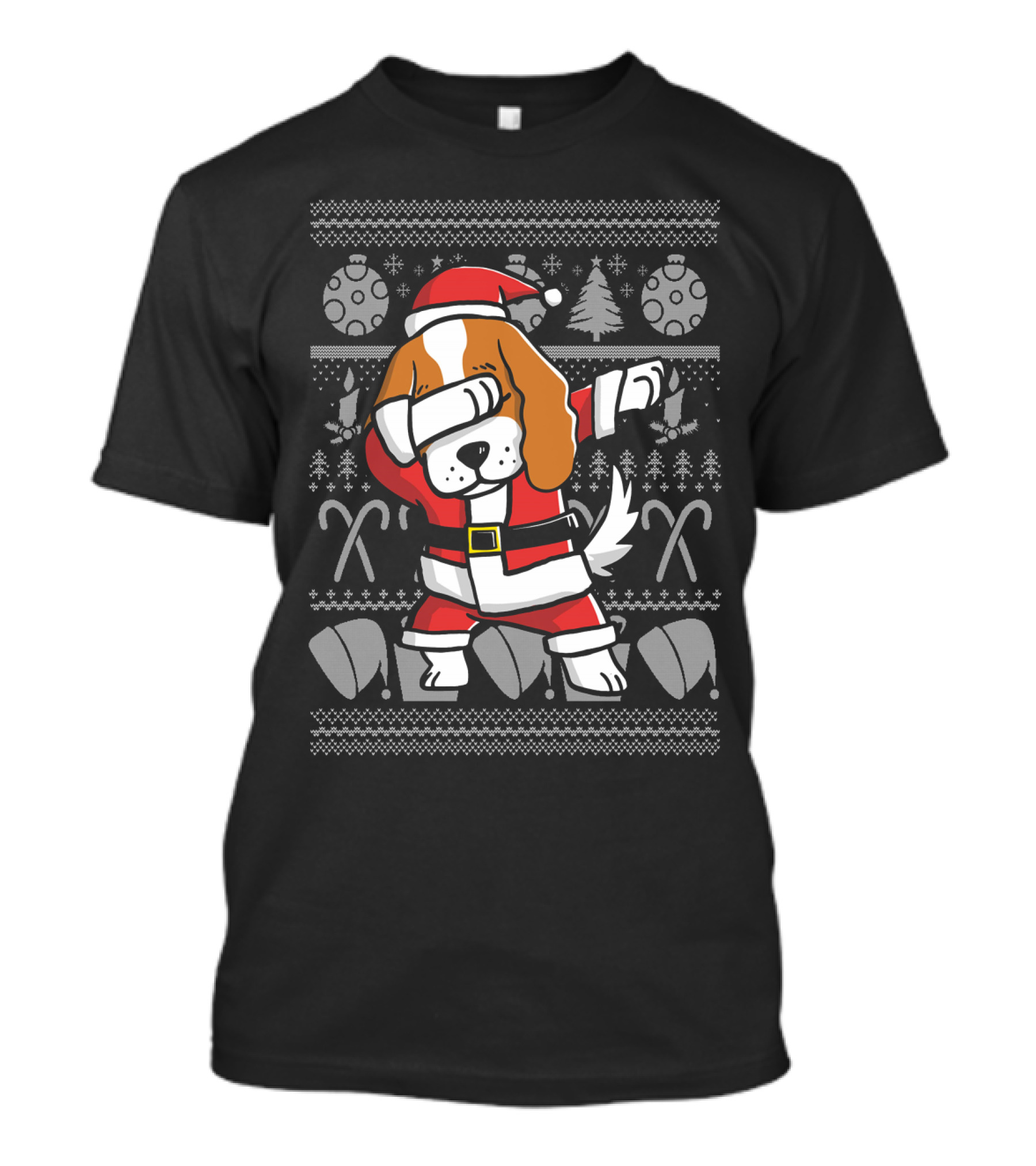 Cavalier King Charles Spaniel Dabbing Santa Christmas Ugly T-Shirt