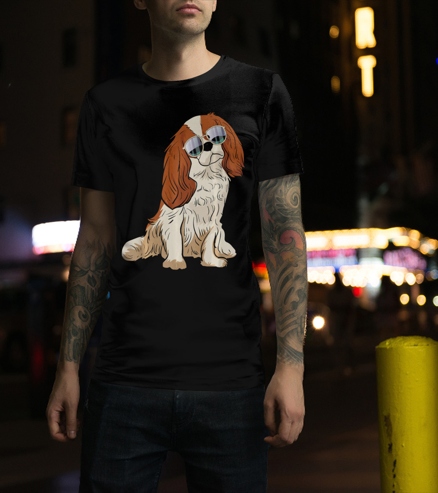 Cavalier King Charles Spaniel Dog With Sunglasses T-Shirt