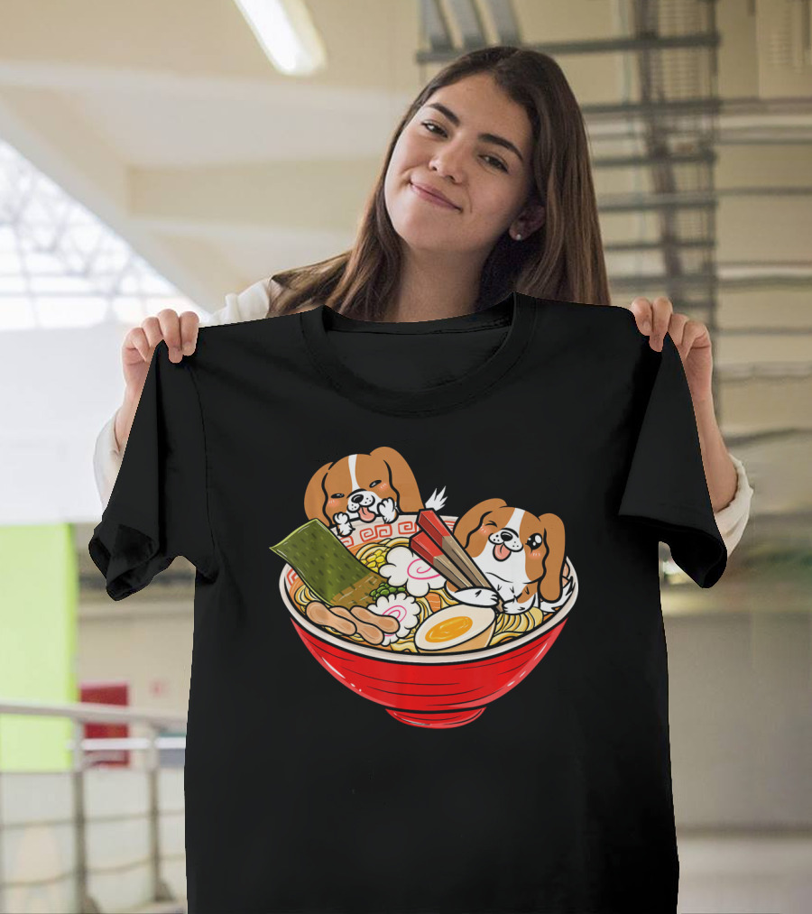 Cavalier King Charles Spaniel Kawaii Japanese Ramen Bowl T-Shirt