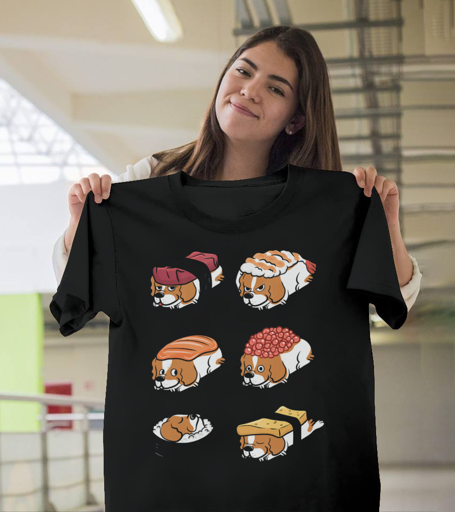 Cavalier King Charles Spaniel Nigiri Sushi Roll Variations T-Shirt