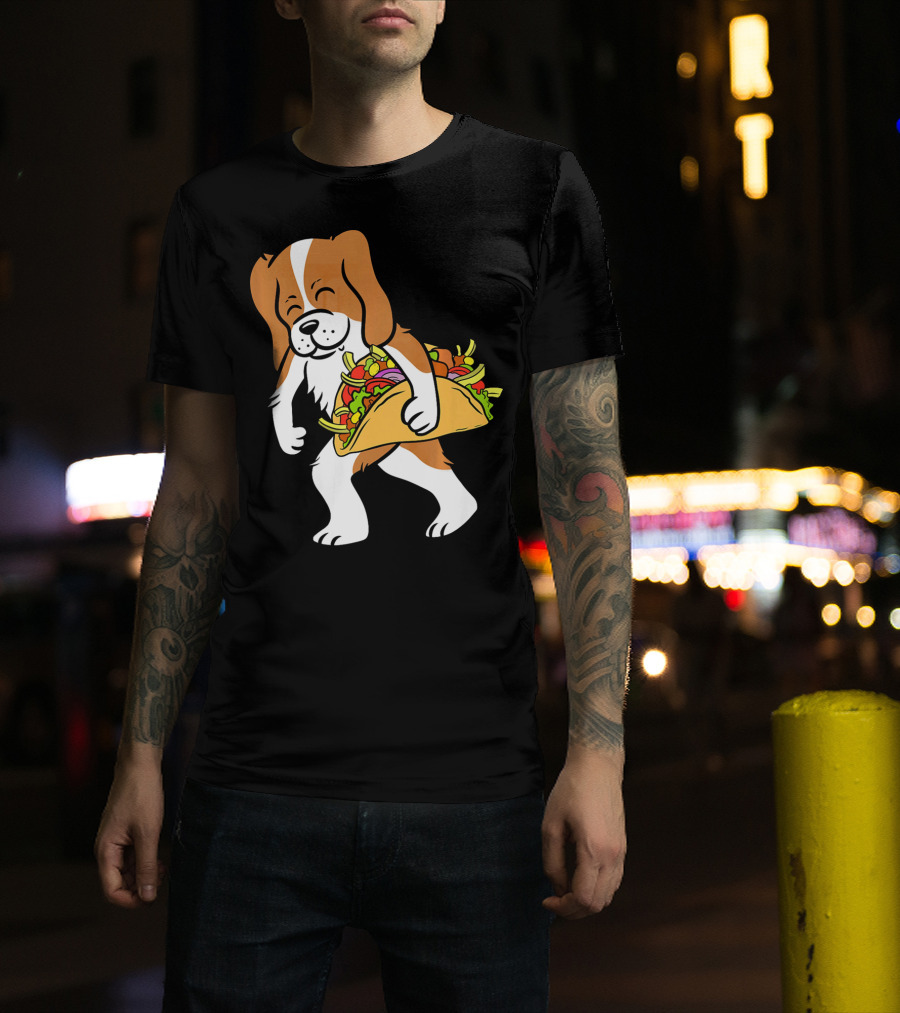 Cavalier King Charles Spaniel Carrying Taco With Vegetables T-Shirt