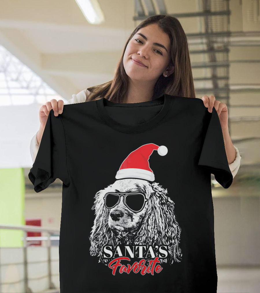 Cocker Spaniel Santa's Favorite Christmas Hat Sunglasses T-Shirt