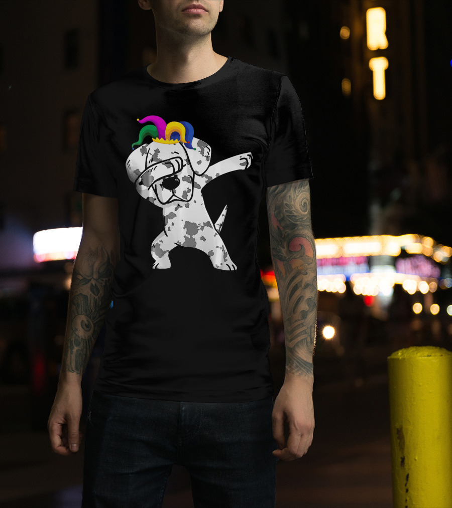 Dabbing Great Dane Jester Hat Mardi Gras Dance Fun T-Shirt