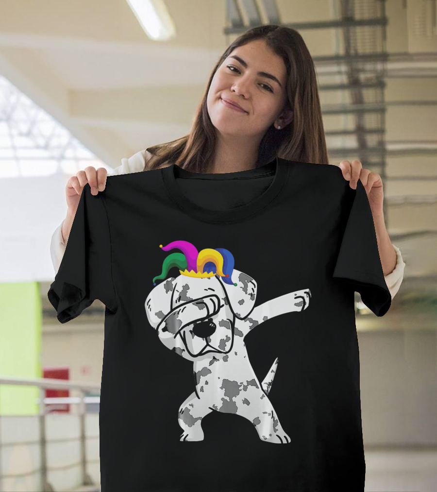 Dabbing Great Dane Jester Hat Mardi Gras Dance Fun T-Shirt