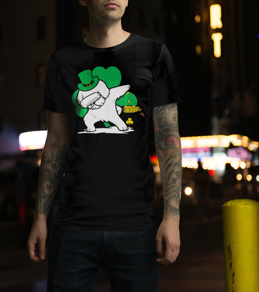 Maltese Dog Dabbing Leprechaun Dance St Patricks Day T-Shirt