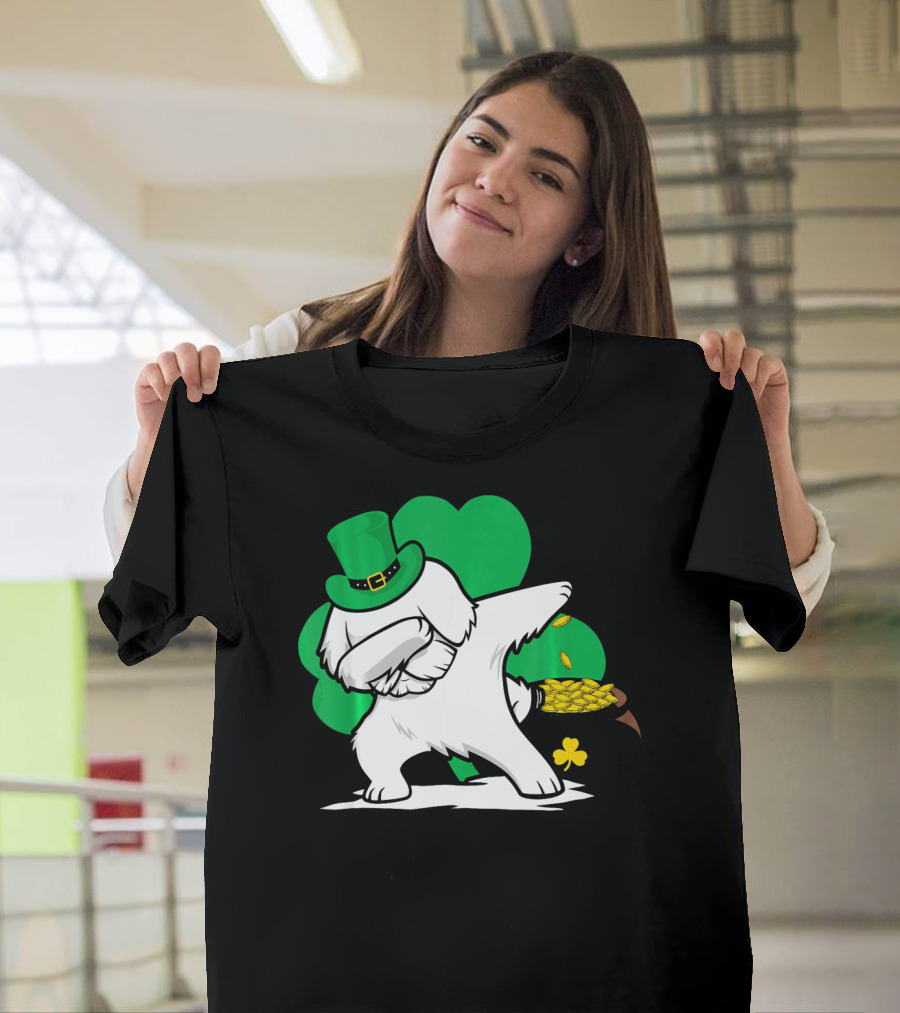 Maltese Dog Dabbing Leprechaun Dance St Patricks Day T-Shirt