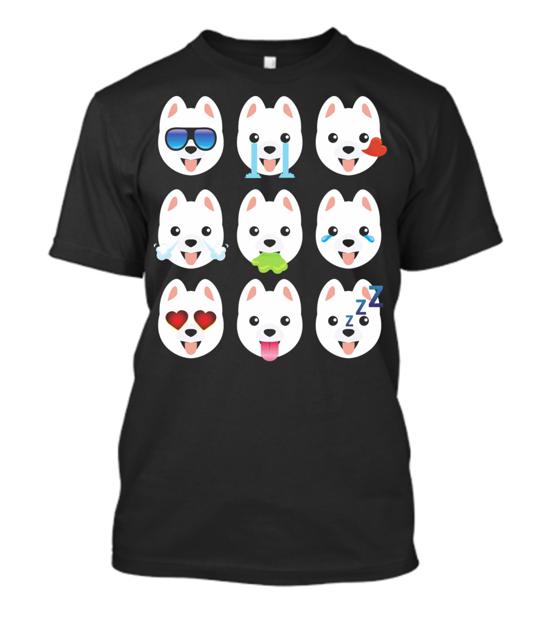 Pomeranian Dog Emoji Faces Funny Father Emotions T-Shirt
