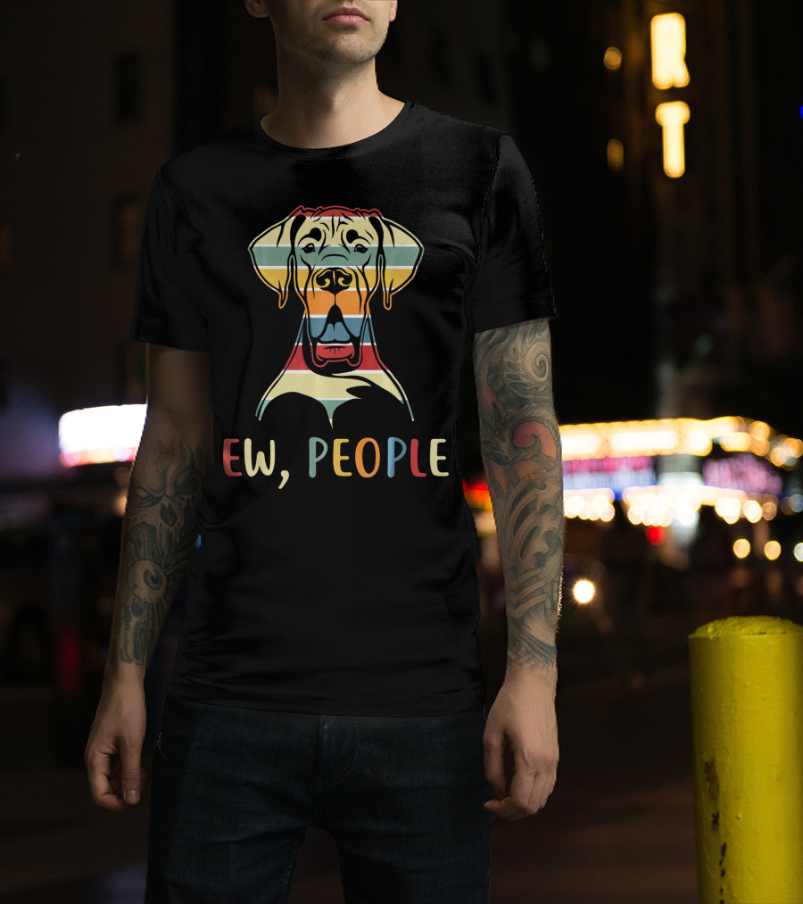 Ew People Funny Great Dane Striped Retro T-Shirt