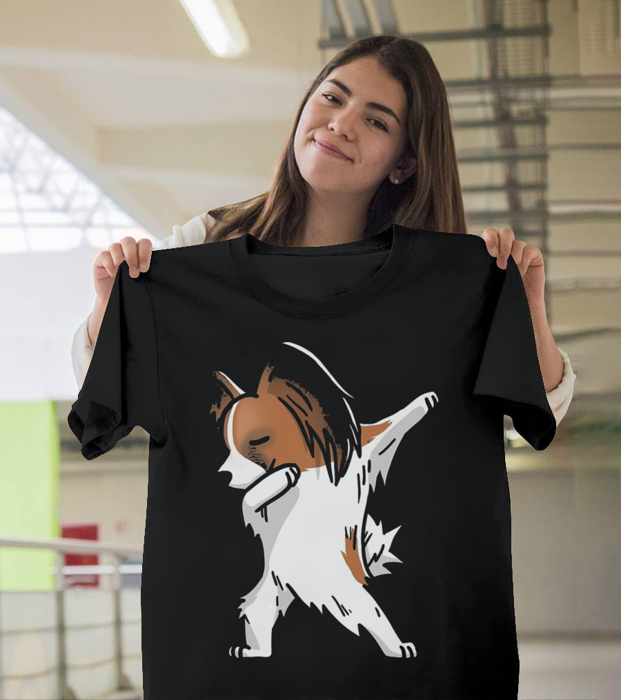 Funny Dancing Papillon Dog Birthday Celebration Party T-Shirt
