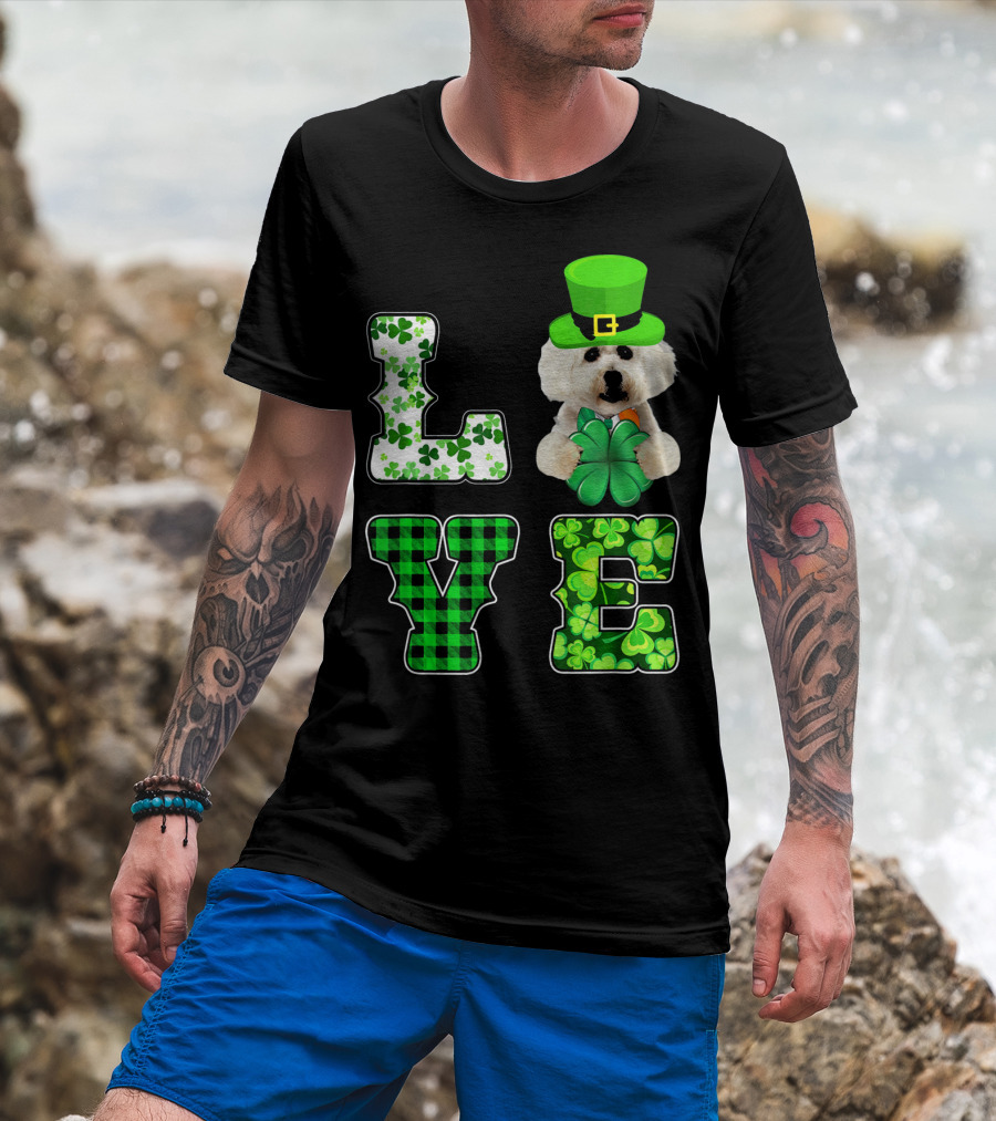 Funny St Patricks Day Maltese Love Shamrock Clovers T-Shirt