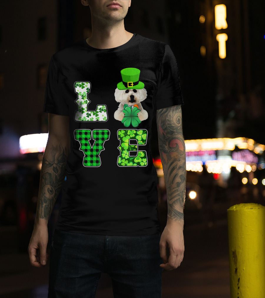 Funny St Patricks Day Maltese Love Shamrock Clovers T-Shirt