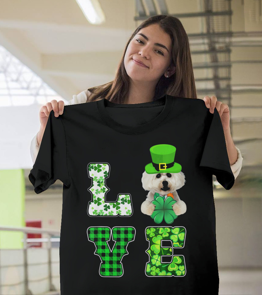 Funny St Patricks Day Maltese Love Shamrock Clovers T-Shirt