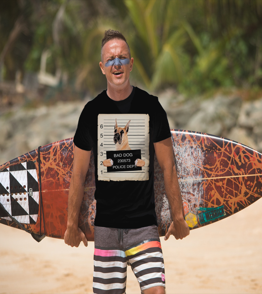 Great Dane Bad Dog Police Dept Mugshot 230573 T-Shirt