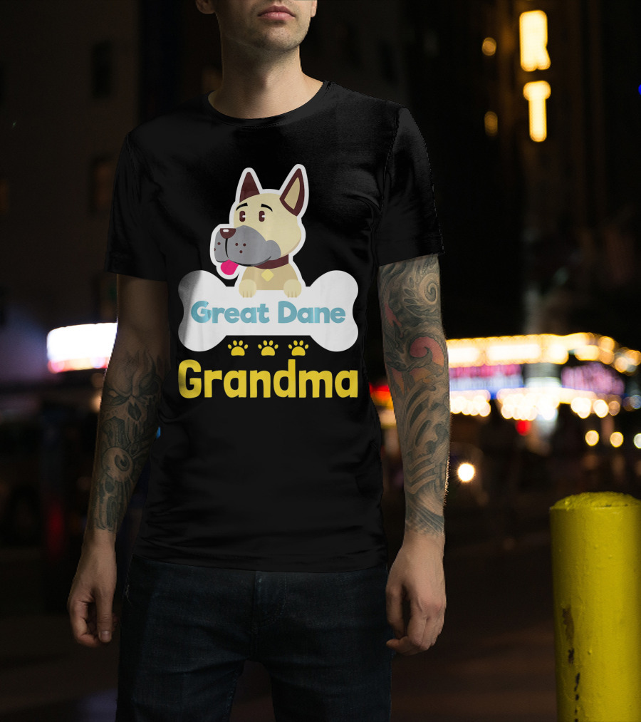 Great Dane Grandma Dog Bone With Paw Prints T-Shirt