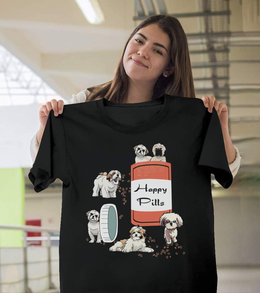 Happy Pills Shih Tzu Dog Cute Canine Fun Playful Puppy T-Shirt