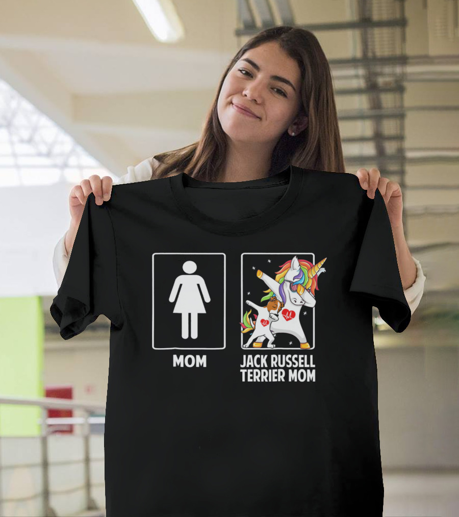 Jack Russell Terrier Mom Unicorn Dabbing with Colorful Mane and Stars T-Shirt