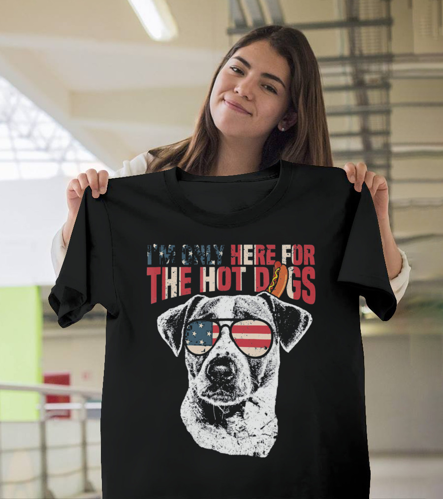I'm Only Here for the Hot Dogs Jack Russell Terrier Funny 4th of July Pup T-Shirt