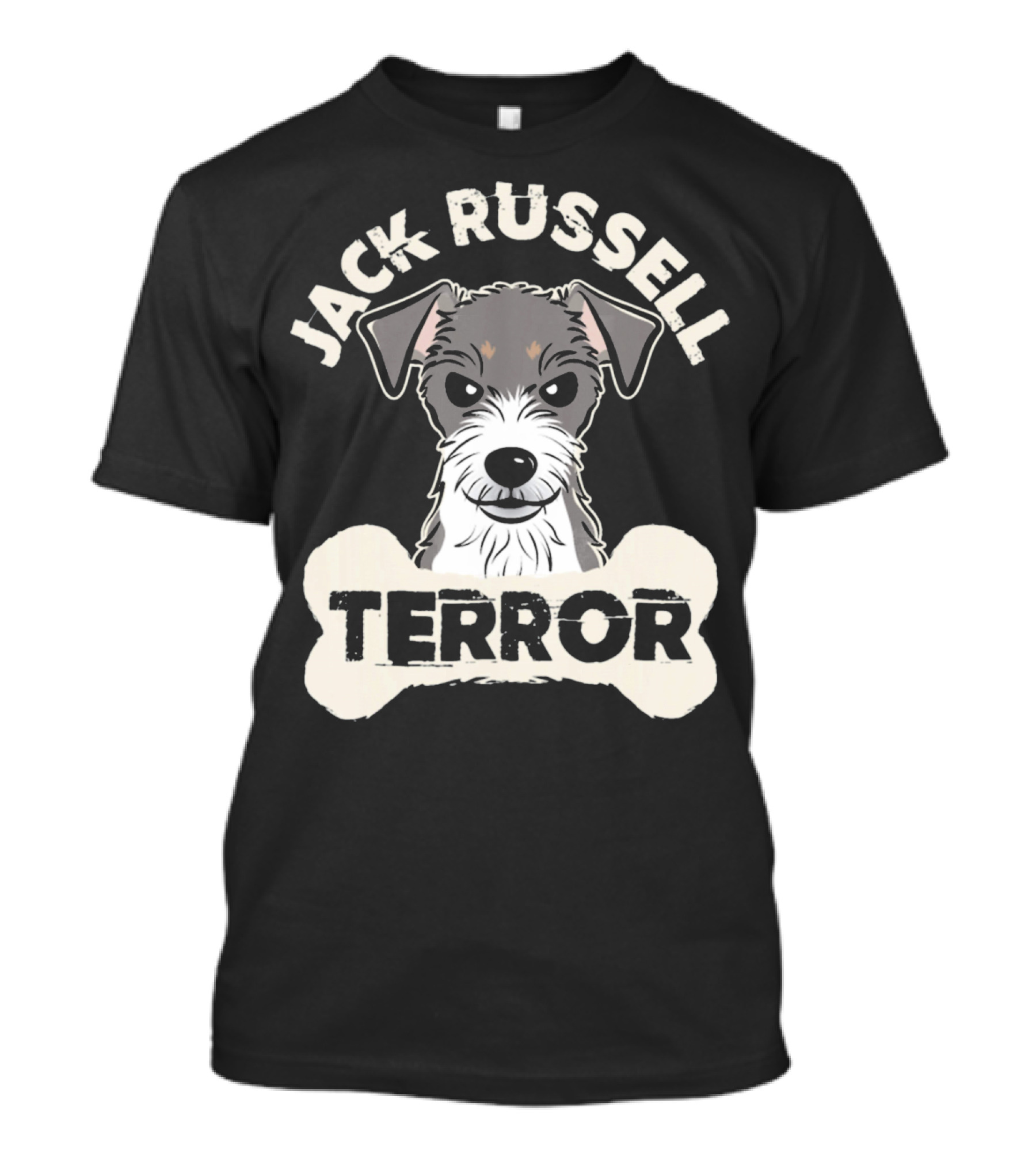 Jack Russell Terrier With Bone Graphic And 'Terror' Text T-Shirt