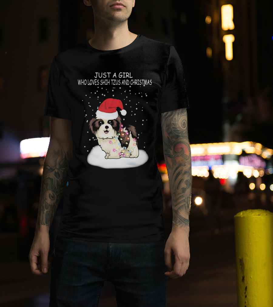 Just A Girl Who Loves Shih Tzu And Christmas T-Shirt