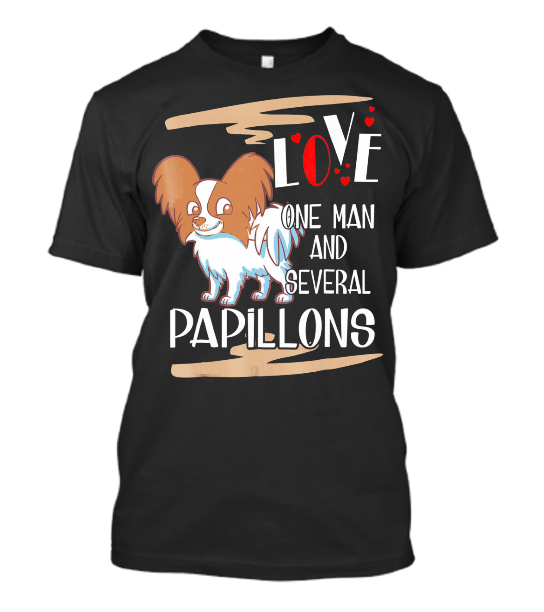 Love One Man And Several Papillons With Hearts T-Shirt