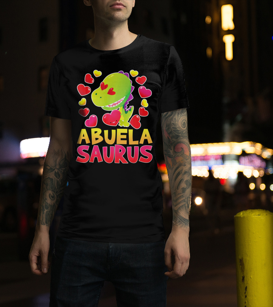Abuelasaurus Valentines Day Heart Dino T-Shirt