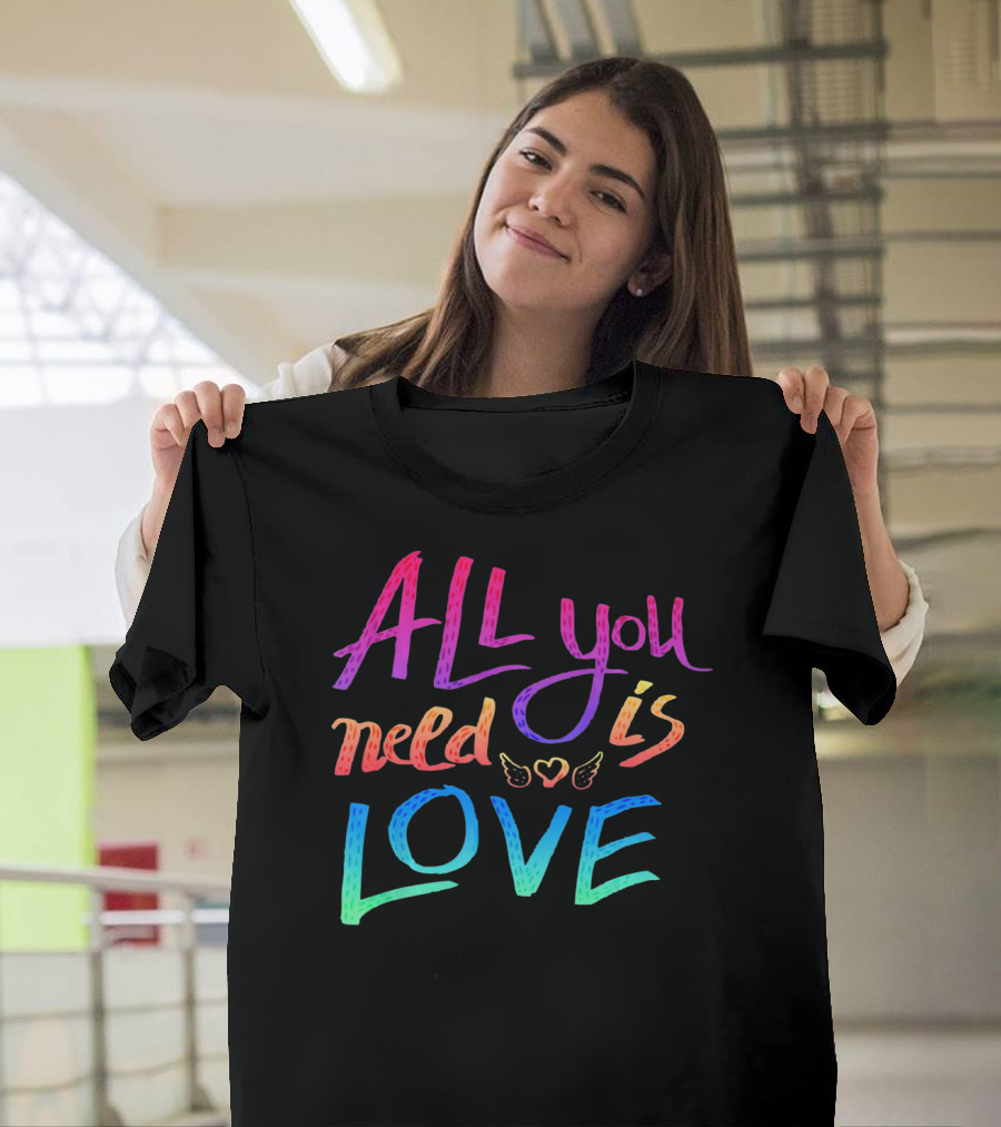 All You Need Is Love Rainbow Wings Heart T-Shirt