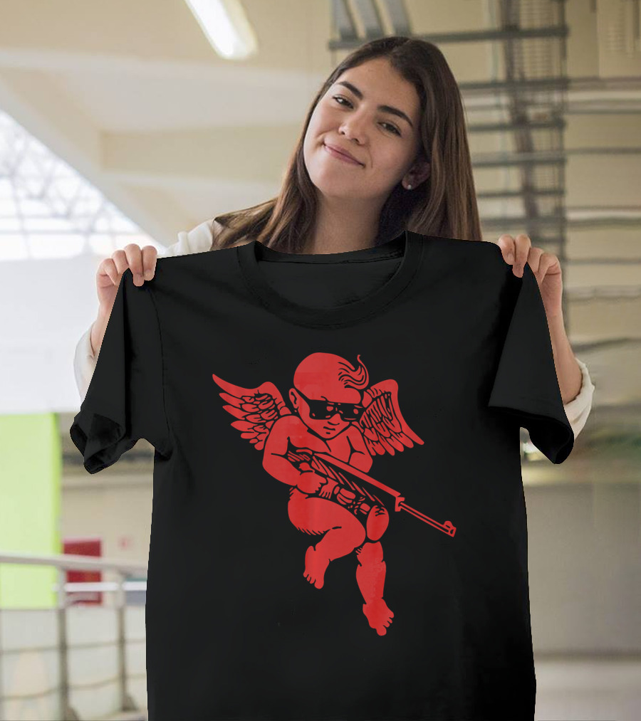 Bad Cupid With Gun And Sunglasses For A Funny Valentine T-Shirt