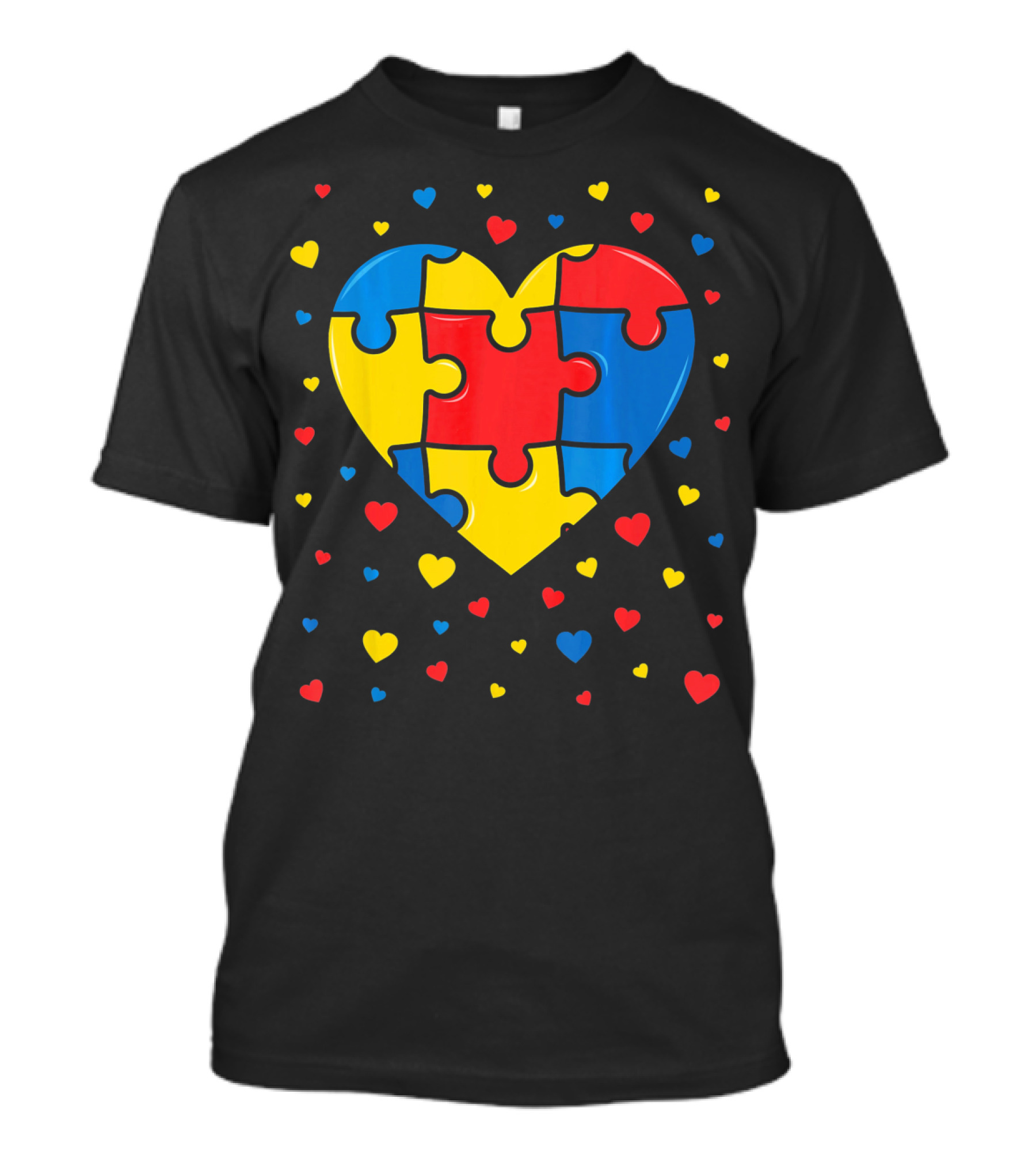 Autism Awareness Heart Puzzle Valentines Day Multicolor Love T-Shirt