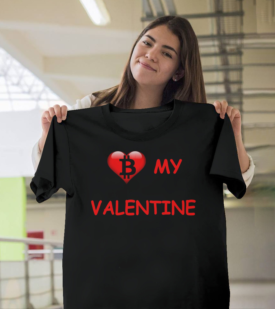 Be My Valentine Bitcoin Heart T-Shirt