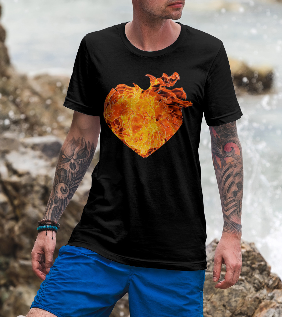 Valentines Day Big Heart Of Fire T-Shirt