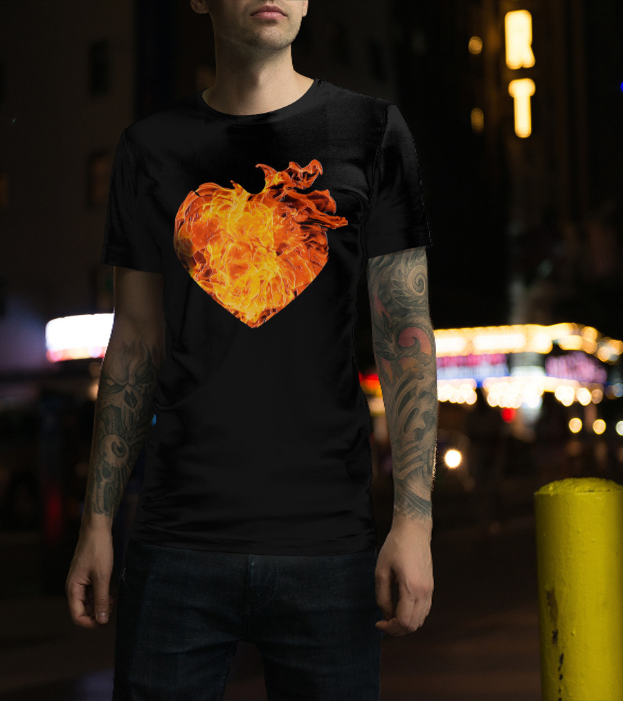 Valentines Day Big Heart Of Fire T-Shirt