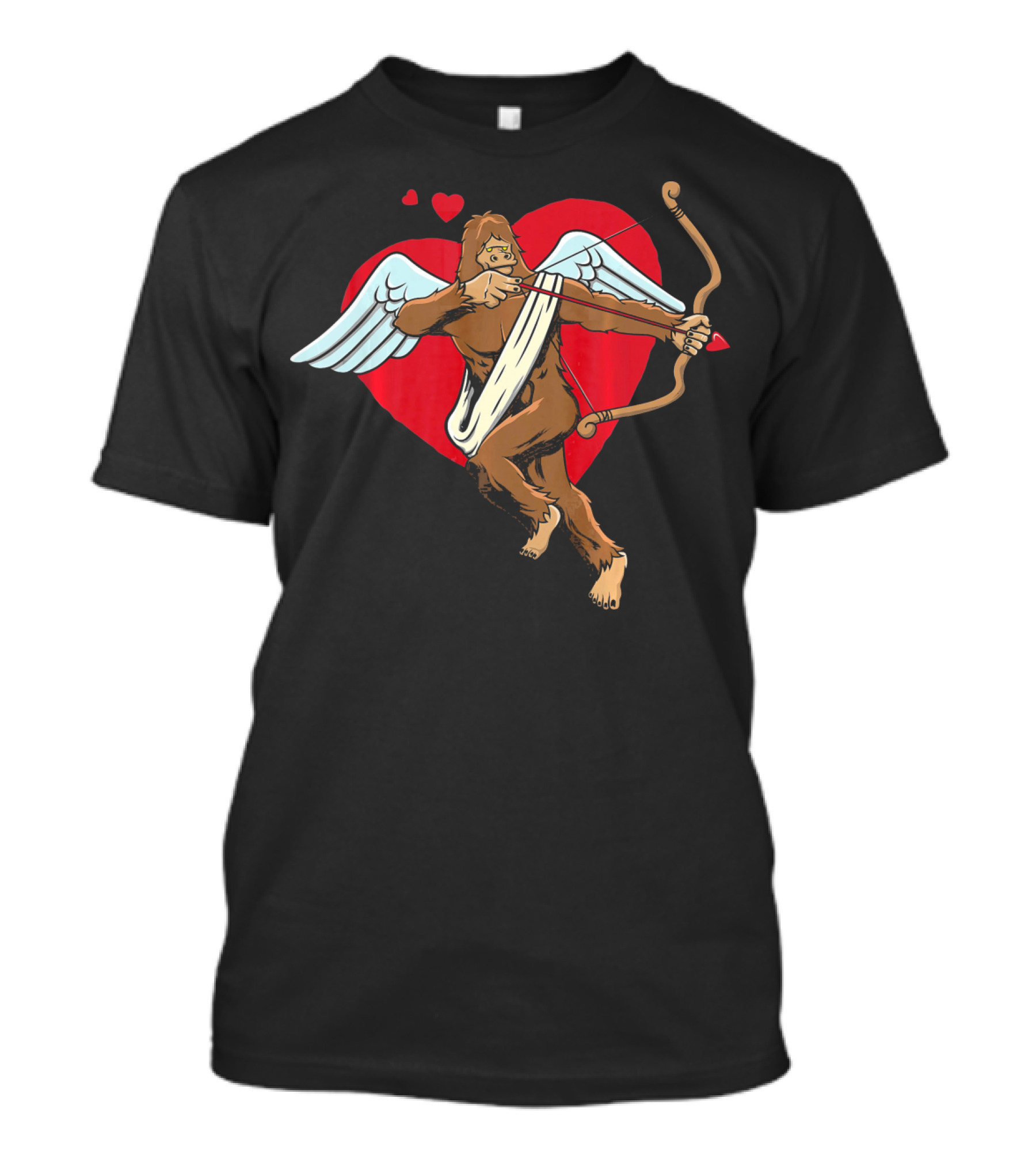 Bigfoot Cupid Eros Sasquatch Valentine With Wings And Bow T-Shirt