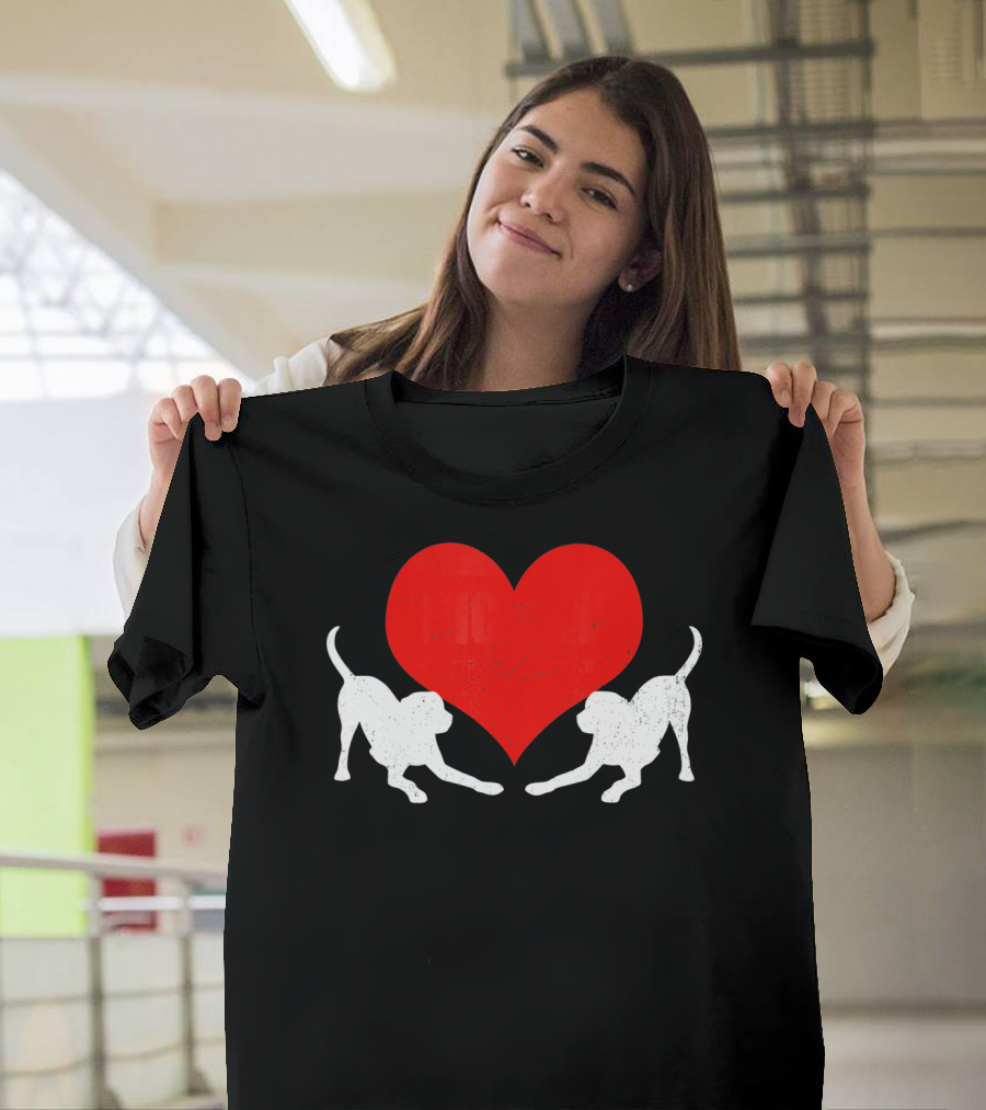 Valentine's Day Black Mouth Cur with Heart T-Shirt
