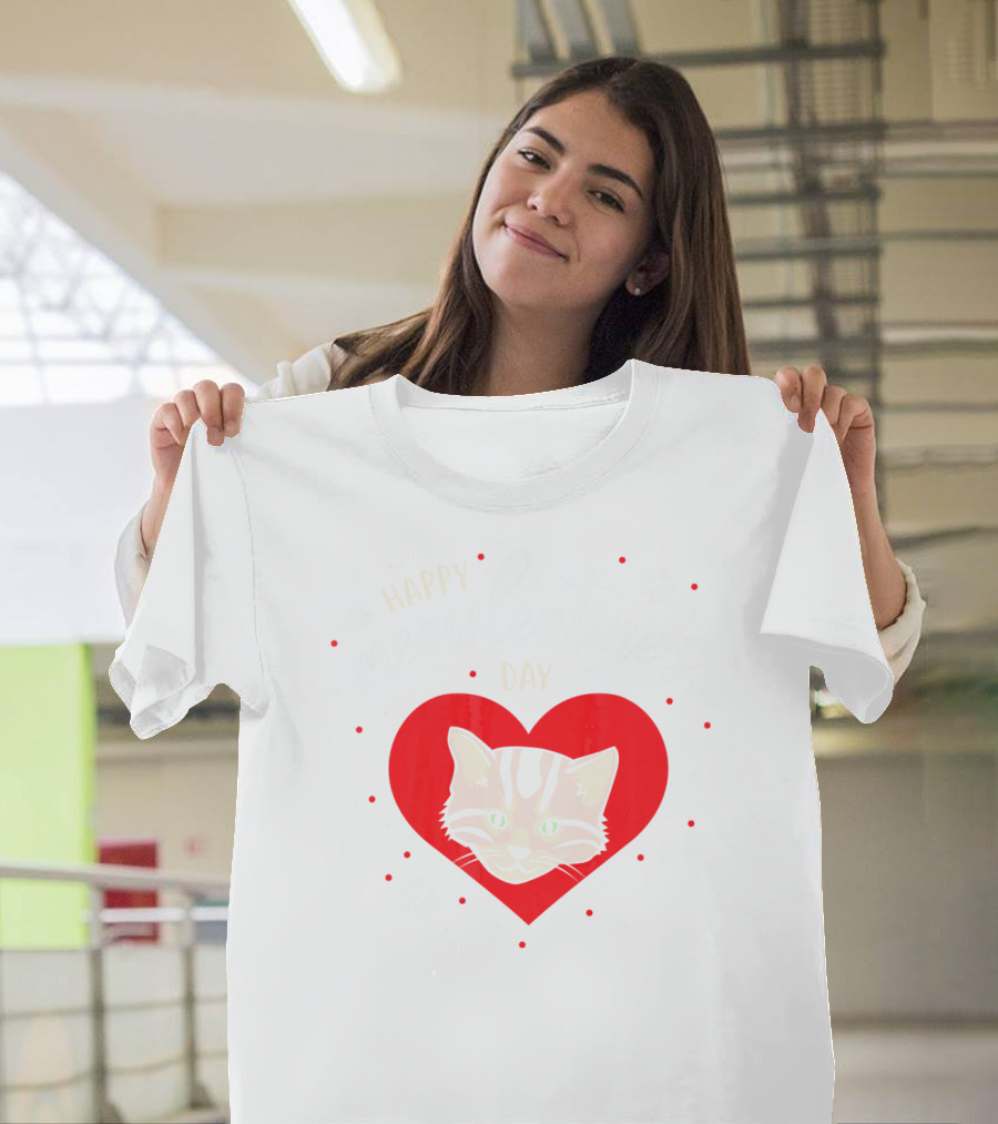 Happy Meowlentines Day Cat Heart Paws T-Shirt