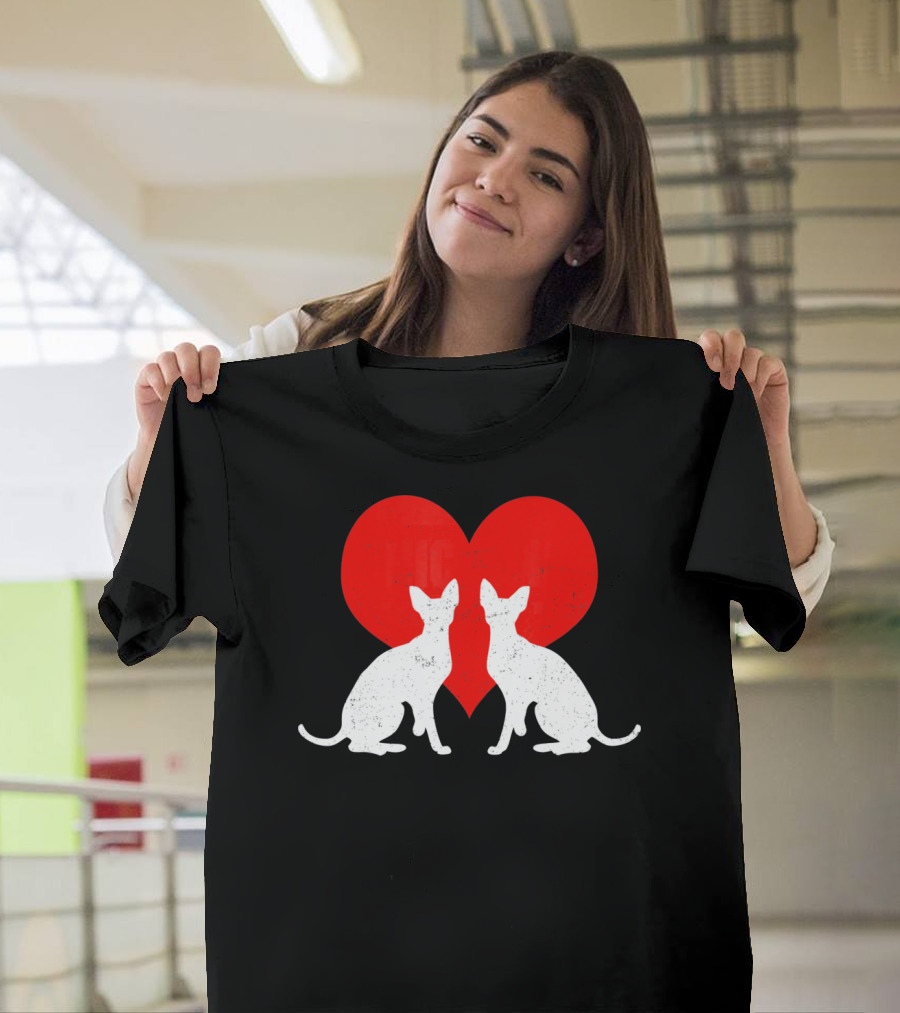 Cornish Rex Cats with Red Heart Valentines Day T-Shirt
