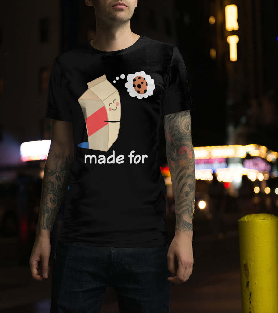 Couples Valentines Day Matching Made For Milk And Cookie T-Shirt