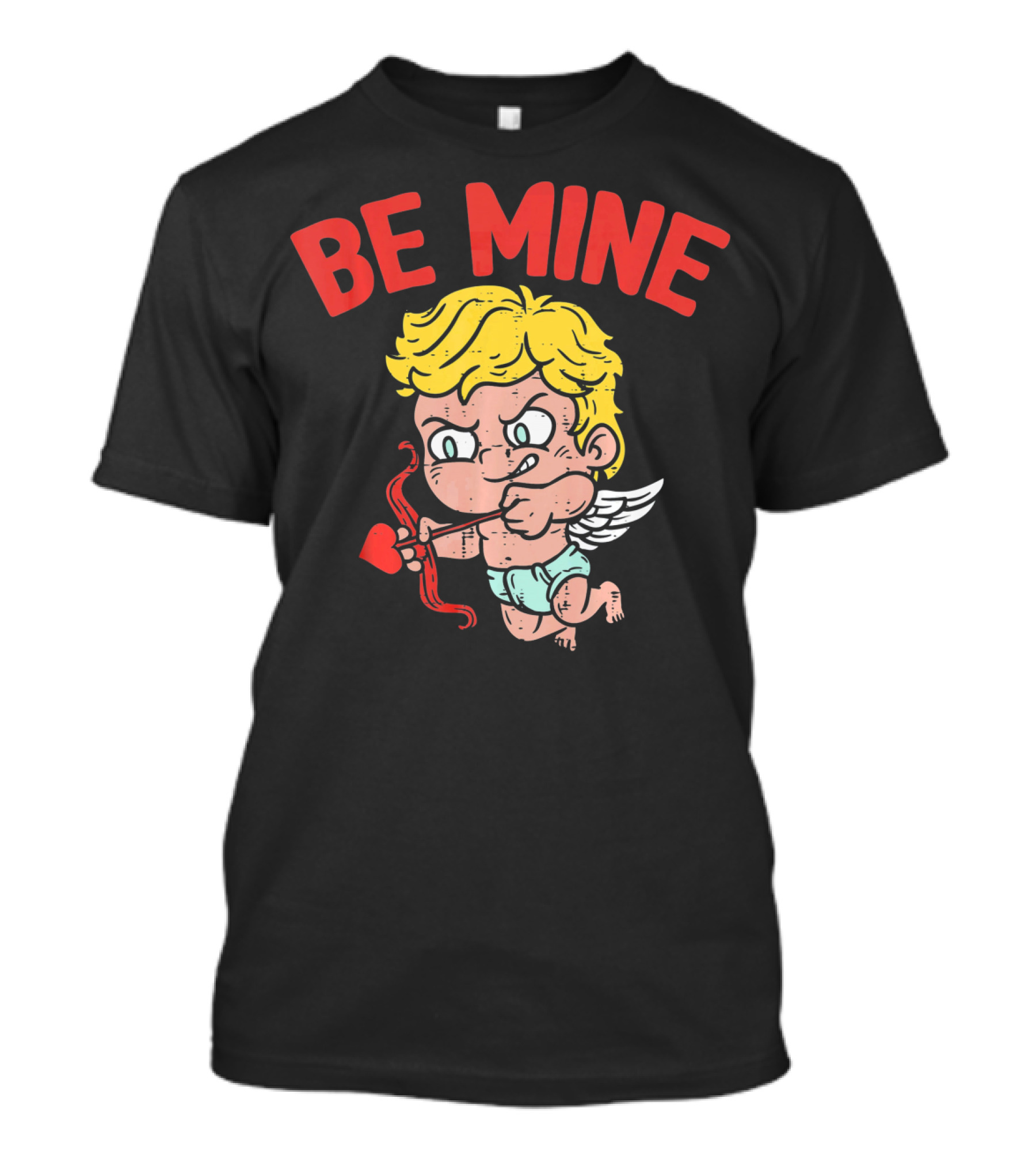 Be Mine Funny Valentine's Day Cupid With Bow And Heart Arrow T-Shirt