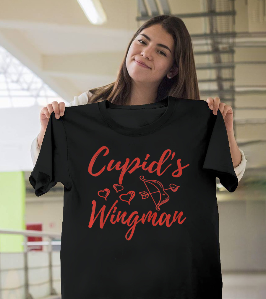 Cupid's Wingman Funny Valentine's Day Bow Hearts T-Shirt