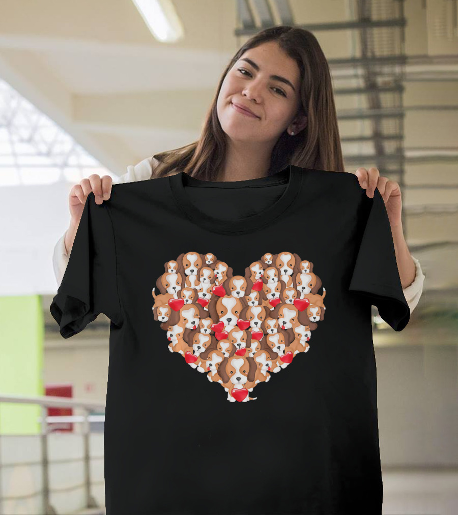 Beagle Puppies In Heart Shape For Valentine's Day T-Shirt