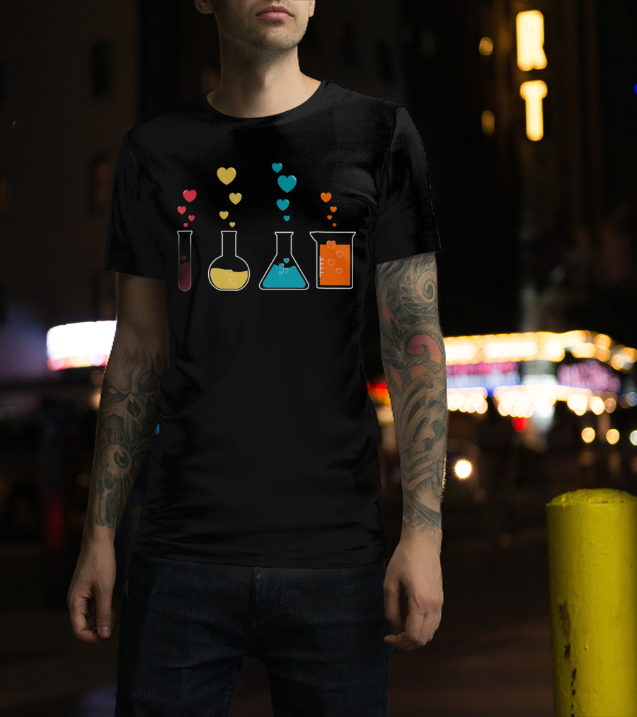 Chemistry Beaker Hearts Science Valentines T-Shirt