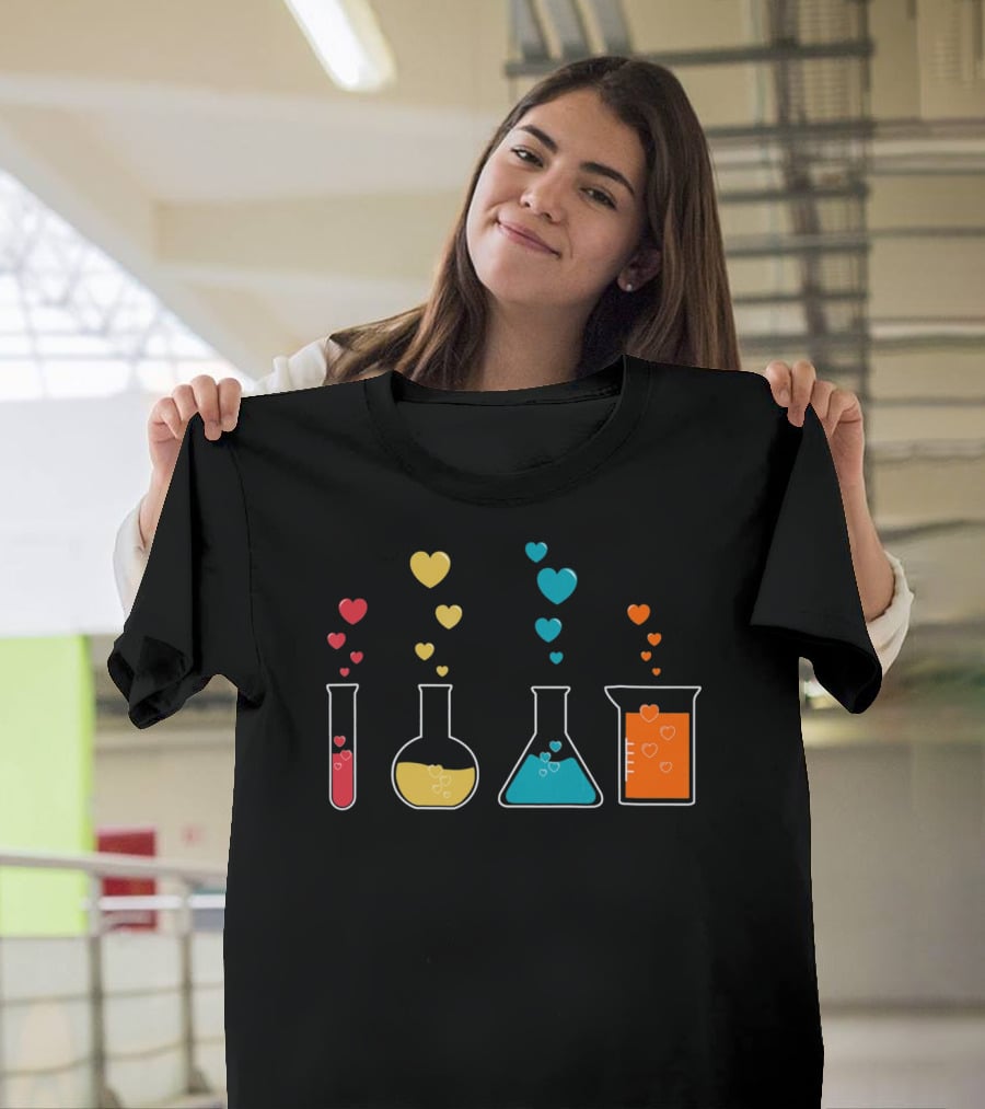 Chemistry Beaker Hearts Science Valentines T-Shirt