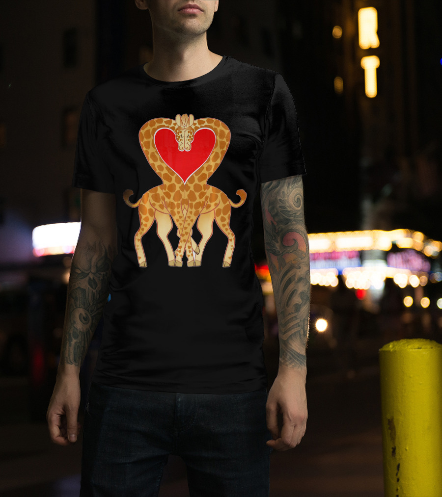 Cute Heart Giraffe Funny Valentine T-Shirt