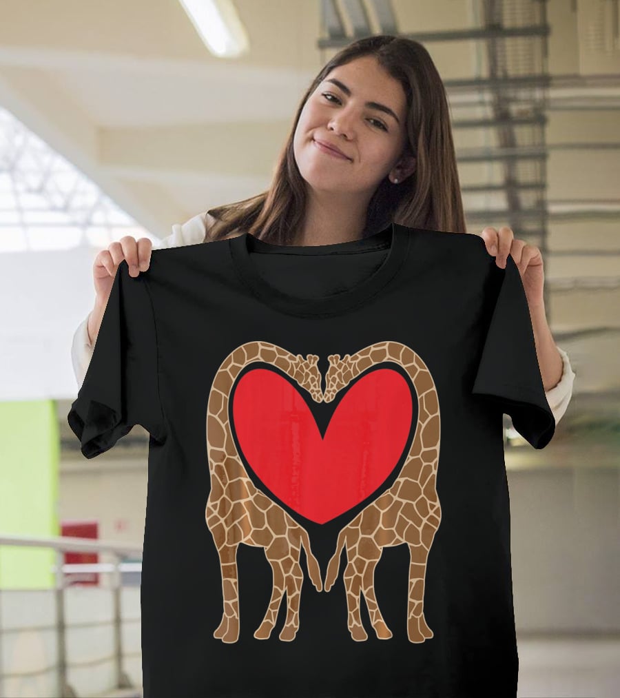 Cute Giraffe Heart Shape Valentine Fun T-Shirt