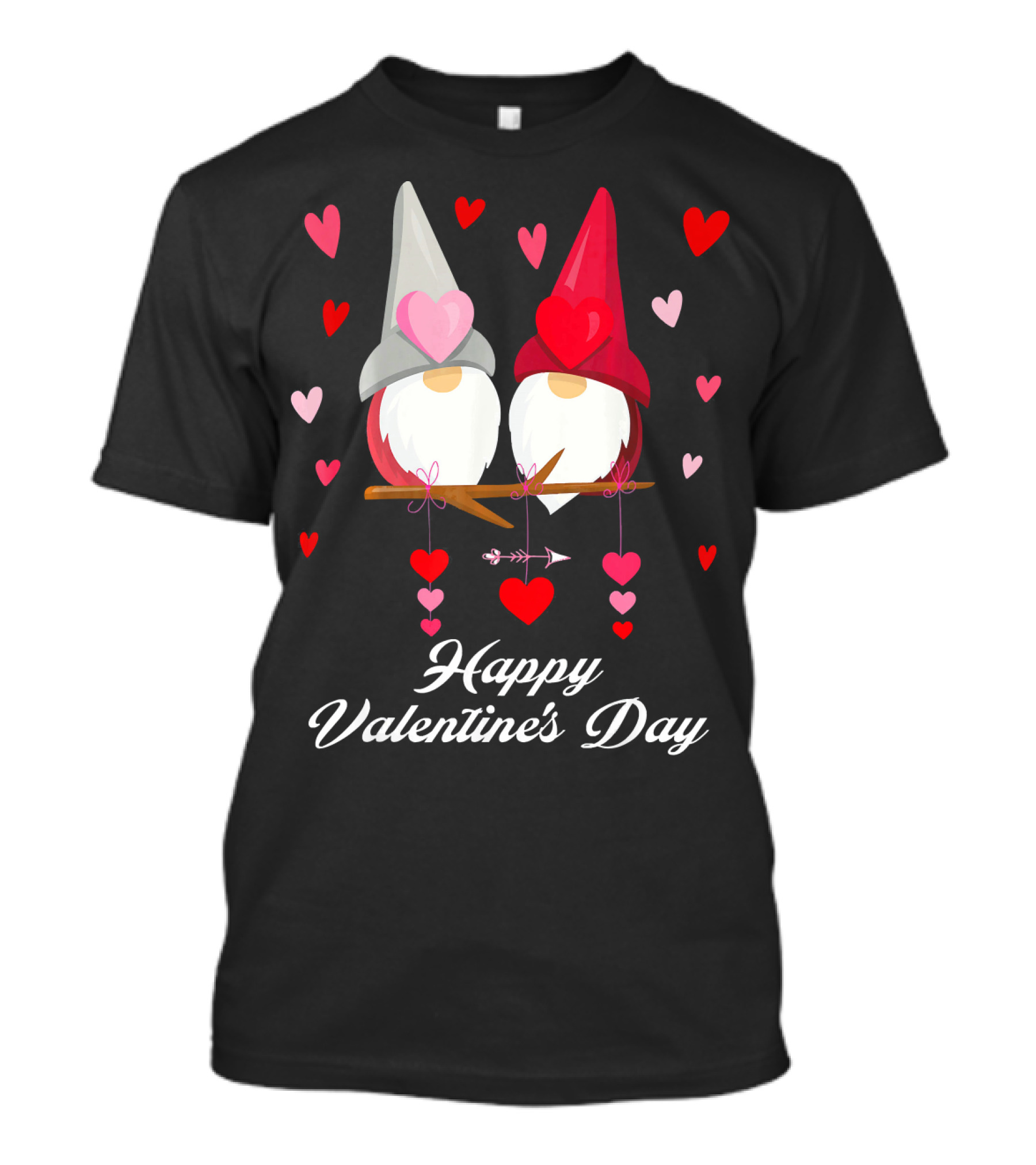Happy Valentine's Day Cute Gnomes Hearts T-Shirt