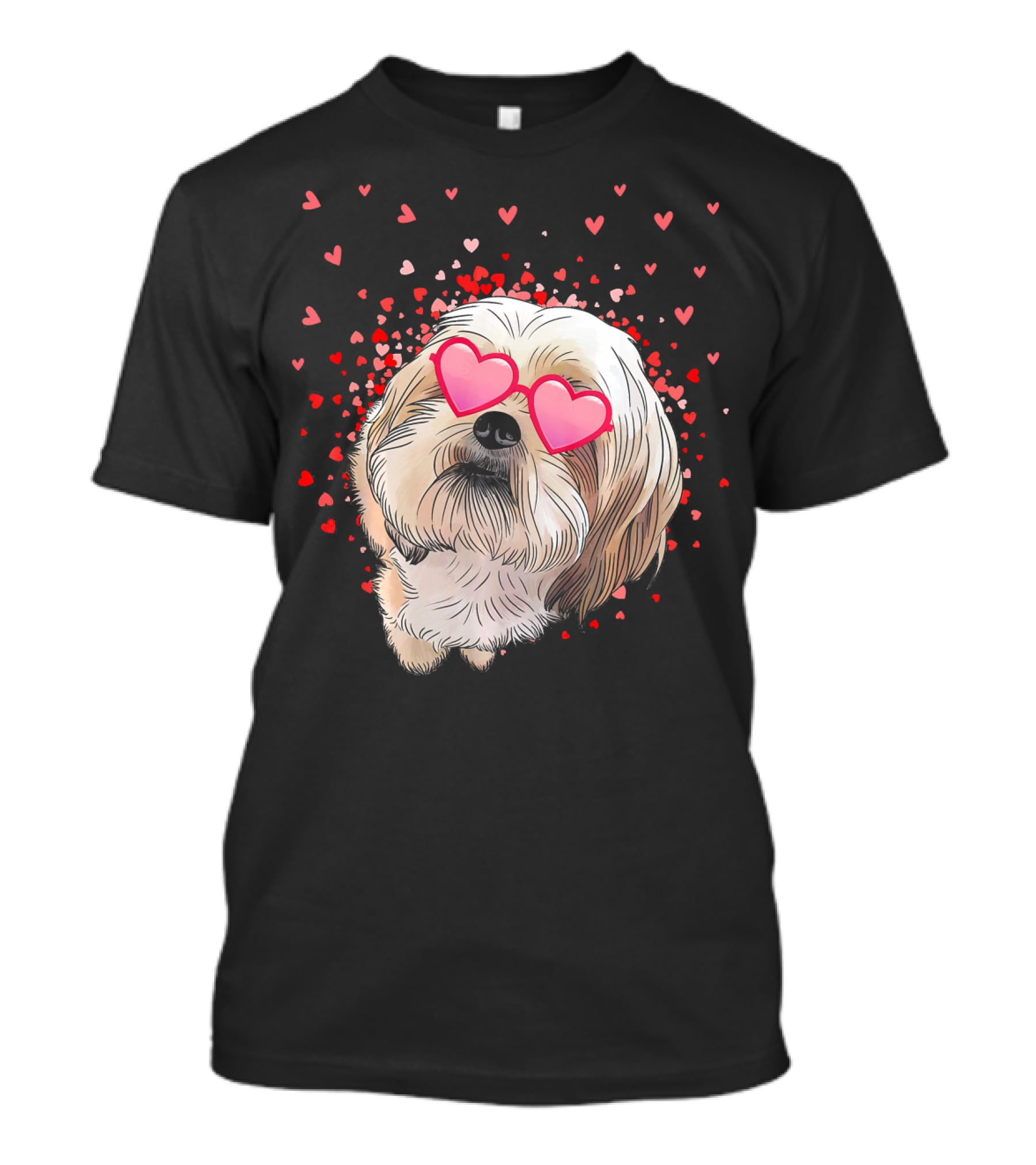 Cute Shih Tzu Heart Glasses Valentine's Day Hearts T-Shirt
