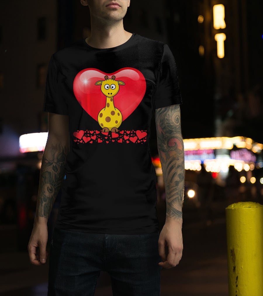 Cute Valentine's Day Heart Giraffe Valentin T-Shirt