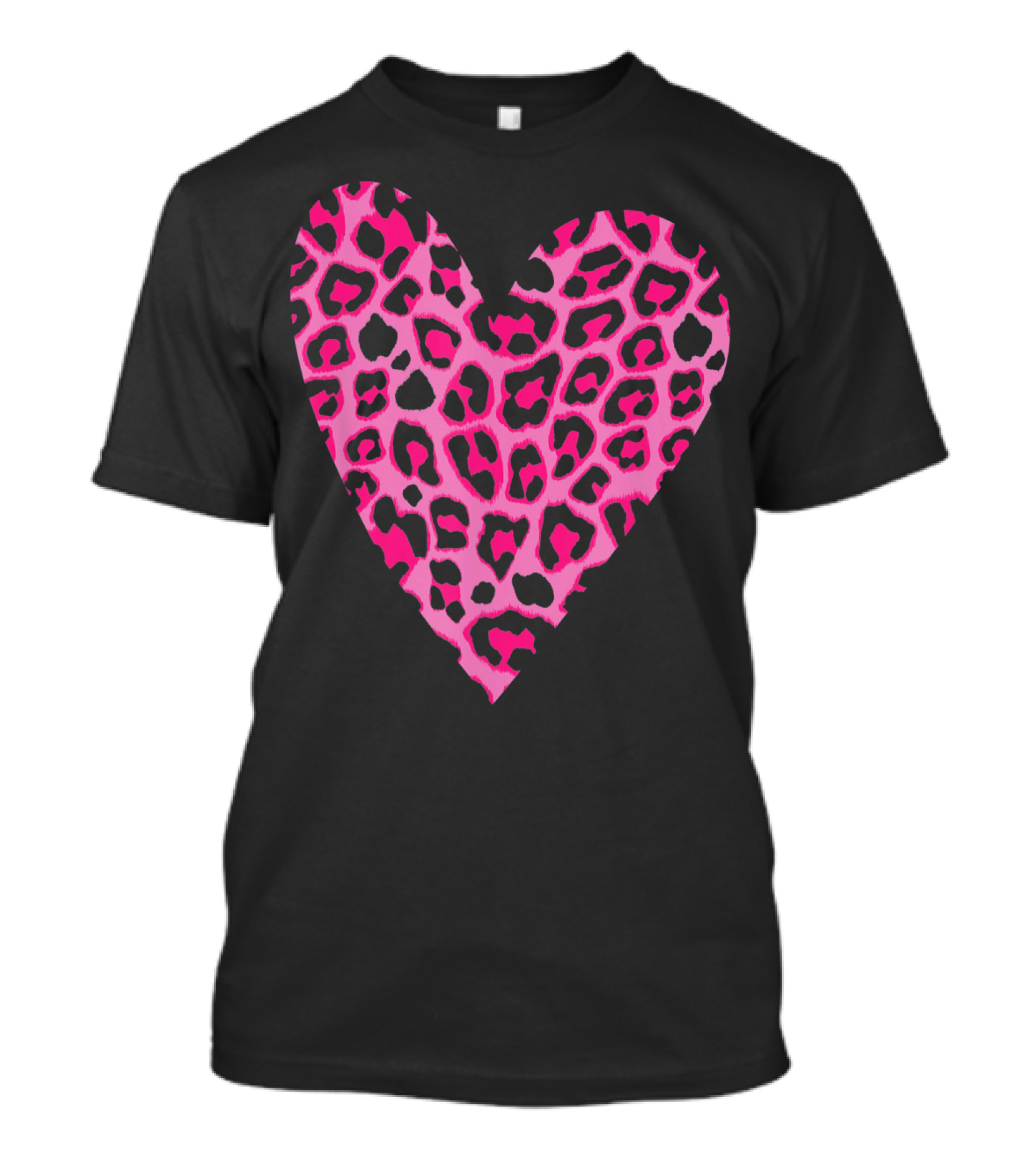 Cute Heart Valentines Pink Leopard T-Shirt